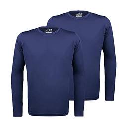 Kit 2 Camisetas Térmicas Proteção Solar Uv 50+ Manga Longa Dry Fit (P, Azul)