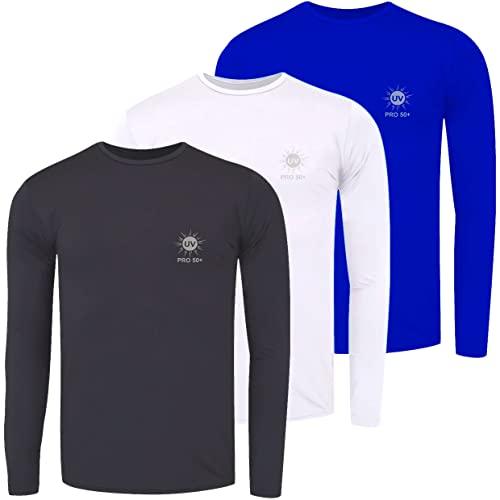 Kit Camiseta UV Proteção Solar Praia Piscina e Esporte 3 UN (GG, Cinza/Azul/Branco)