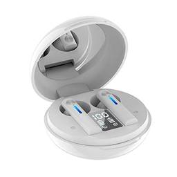 SZAMBIT Fone De Ouvido Sem Fio Bluetooth Com Impressão Digital Fone De Ouvido Para Jogos Esportivos Com Espelho De Maquiagem Para Celular (Branco)