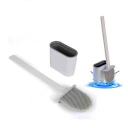 Escova Vaso Sanitário De Silicone Cor Base Para Banheiro Suporte Branco/Cinza Conjunto Acessório De Limpeza SYANG