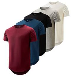 Kit 5 Camisetas Masculina Long Line Cotton Oversize by ZAROC (M, Multicolorido)