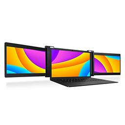 Monitor portátil para laptop, tela dupla de 13,3 polegadas, monitor externo com suporte retrátil para laptop de 13,3 a 16,5 polegadas, tela IPS FHD 1080P para PC(Preto)