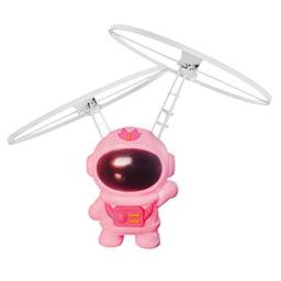 Mini Astronauta Boomerang Helicóptero Brinquedo Com Sensor De Movimento E Luzes LED Recarregável USB 2 Hélices Vôo E Controle Com Uma Mão Cores Branca, Rosa E Azul LINHA PREMIUM SYANG (ROSA)