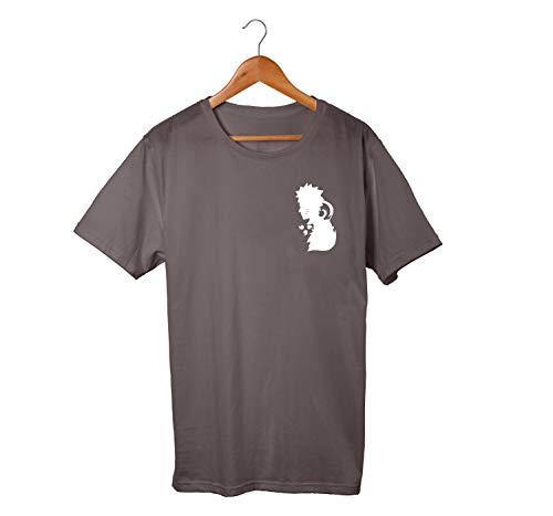 Camiseta Unissex Naruto Sasuke Raposa Sharingan Anime 100% Algodão (Chumbo, G)