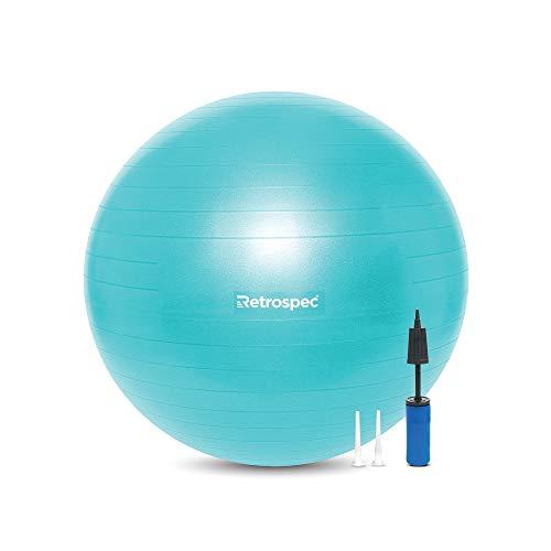Retrospec Bola de exercício Luna e bomba com material antiestouro, perfeita para equilíbrio, estabilidade, ioga e pilates, azul-petróleo, 55 cm