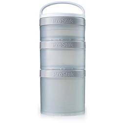 BlenderBottle ProStak Pacote com 3 frascos de armazenamento Twist n' Lock com alça removível, cinza seixo