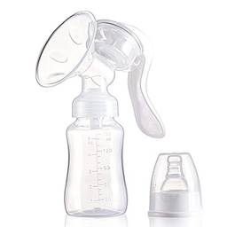 Bomba para leite materno, bomba manual de silicone com sucção ajustável, pequeno dispositivo portátil para leite materno e acessórios para bebês, branca