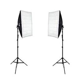 Kit de Iluminação Duplo com Softbox 50x70cm de Soquete E-27 Embutido e Tripé de 2 metros Sou Foto para Estúdio Fotográfico
