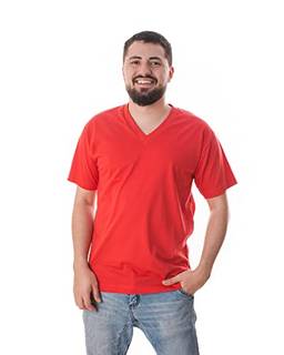 Camiseta Gola V 100% Algodão (Vermelho, GG)