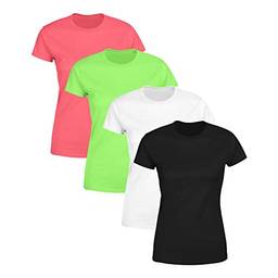 Kit 4 Blusas Feminina Tshirt Camiseta Baby Look Gola Redonda Básica Premium