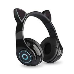 Mibee B39 Fone de ouvido de música de orelha de gato Fone de ouvido brilhante sem fio Dobrável BT5.0 Fone de ouvido sem fio com microfone AUX IN TF Card Player de MP3 para PC, laptop