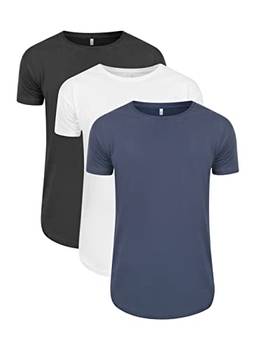 Kit 3 Camisetas Long (Preto, Branco, Azul Marinho, G)