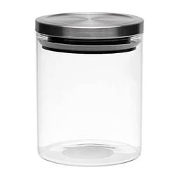 Mimo Style Borossilicato Pote Hermético de Vidro com Tampa, Transparente (Inox), 750 ml