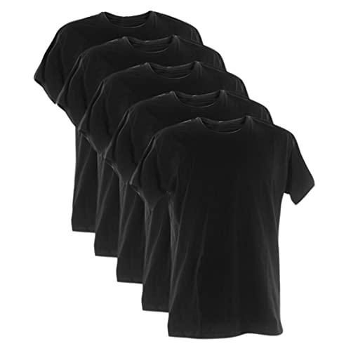 Kit 5 Camisetas 100% Algodão (Preta, G)