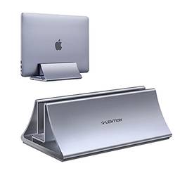 LENTION Suporte vertical de liga de alumínio para laptop, proteção de tapete de silicone, suporte multifuncional com tamanho de base ajustável (até 43,3 cm), serve para todos os MacBook/Surface/HP/Dell/Chromebook (cinza)