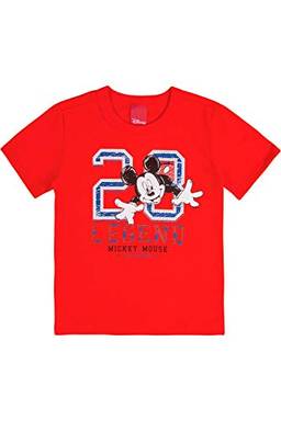 Camiseta Masculina Infantil Estampada com Relevo Disney Vermelho