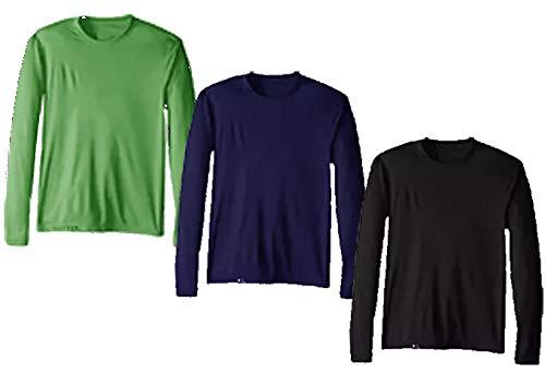 Kit com 3 Camisetas Proteção Solar Uv 50 Ice Tecido Gelado – Slim Fitness - Preto - Marinho - Verde – G