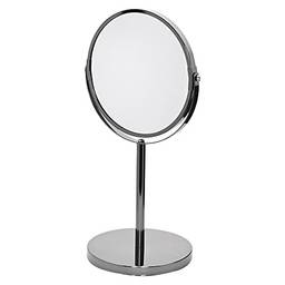Mimo Style Espelho de Aumento com Base Na Cor Ônix, Feito em Aço Inoxidável. Seu Espelho é Rotativo e Dupla Face, Lado Normal e Outro Com Ampliação em 5X. Acabamento de Qualidade e Elegante