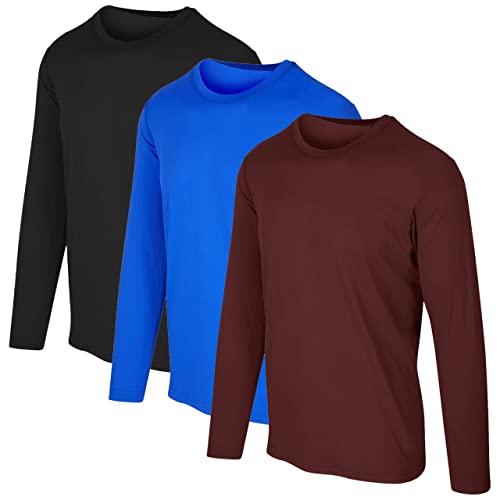 KIT 3 Camisetas Proteção Solar Permanente UV50+ Tecido Gelado – Slim Fitness – G Preto - Royal - Vinho