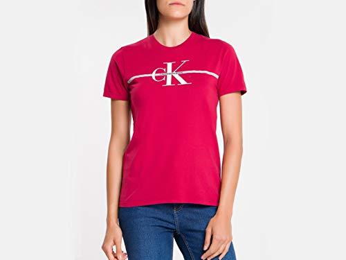 Camiseta Slim Faixa, Calvin Klein, Feminino, Vermelho, G