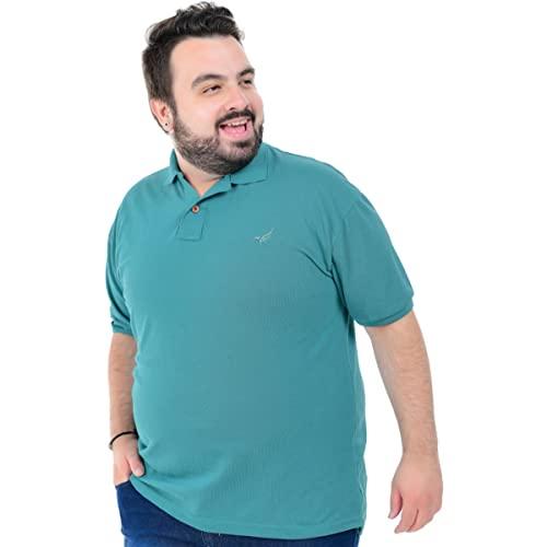 Camisa Polo Básica Masculina Plus Size (Verde Esmeralda, G3)