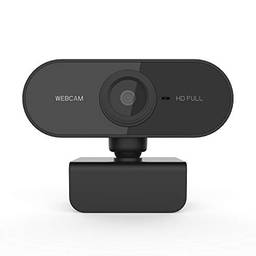 Webcam 1080P com microfone e capa de privacidade, câmera USB para webcam, webcam de streaming HD para desktop e laptop PC com microfone base rotativo de 360 graus (Black)