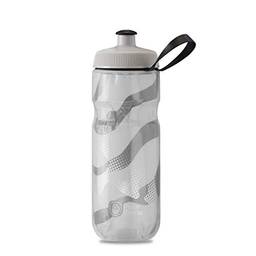Polar Bottle Garrafa de água térmica esportiva – livre de BPA, garrafa esportiva e de bicicleta com alça (Contender – Branco e prata, 590 ml)