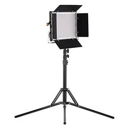 Painel de luz de vídeo portátil, Lâmpada de preenchimento, Brilho ajustável 3200-5600K, Temperatura de cor CRI95 + com suporte de luz, Portas de celeiro para vídeo de fotografia de estúdio Miaoqian