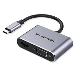 LENTION Adaptador USB C para HDMI e VGA, saída AV digital de até 4K/30Hz compatível com MacBook Pro 13/15/16 2021-2016, Mac Air/iPad Pro, Surface, mais, driver estável certificado (CB-C51s, cinza espacial)