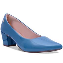 Sapato Scarpin Feminino Social Verniz Salto Baixo A2.11 A Cor:Azul;Tamanho:40;Genero:Feminino