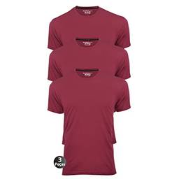 Kit 3 Camisetas Masculinas Básica Lisa Slim Algodão 30.1 Premium Cor:Bordô:Bordô:Bordô;Tamanho:P
