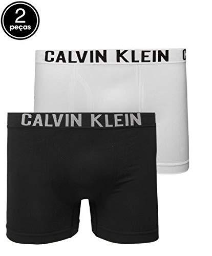 Kit 2 pçs Cuecas Calvin Klein Underweae Trunks; Branco/ Preto M