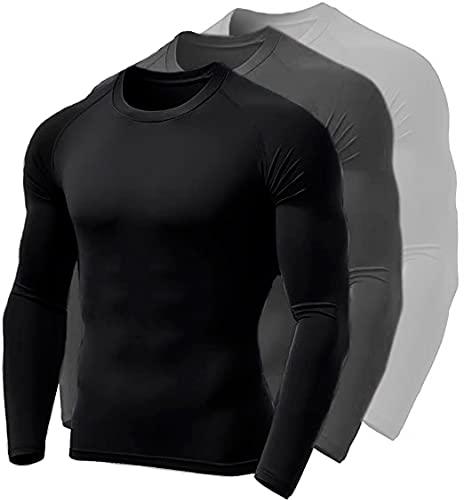 Kit 3 Camisetas Térmica Polo Sport Segunda Pele Uv Unissex Branco/Cinza e Preto (M)