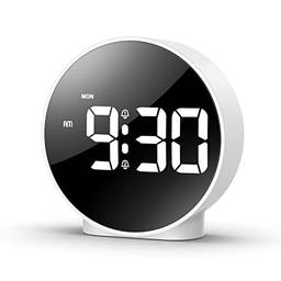 AMIR Despertador digital, relógio eletrônico de LED, pequeno relógio de mesa com 2 alarmes, soneca, conjunto de dias com alarme regulável, visor 12/24h, relógio de cabeceira para casa (bateria/adaptador não incluído)