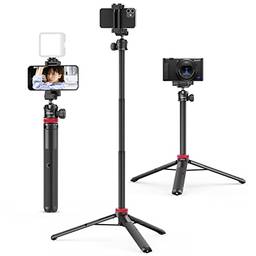 ULANZI Mt-44 Tripé Extensível Para Telefone Bastão De Selfie De 44" Para Celular Vlog Com Clipe De Telefone 2Em1 De Câmera Com Cabeça Esférica De 360° Para Iphone Sony Canon Gopro Leve Para Viagens