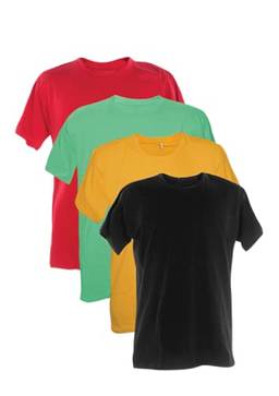 Kit 4 Camisetas Poliester 30.1 (Preto, Ouro, Verde Bebe, Vermelho, P)