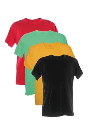Kit 4 Camisetas Poliester 30.1 (Preto, Ouro, Verde Bebe, Vermelho, GG)