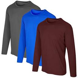 KIT 3 Camisetas Proteção Solar Permanente UV50+ Tecido Gelado – Slim Fitness – M Preto - Royal - Cinza