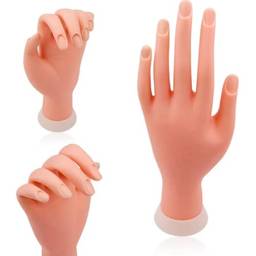 Mão Para Treinamento Manicure Acrigel Porcelana Fibra Maleável Flexível Moldável UV LED Dedos Dobráveis