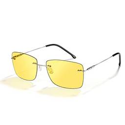 Cyxus Óculos de Sol para Homens, Oculos Polarizados Masculino Proteção UV Antirreflexo para Dirigir Golfe Viajar Ultraleve Sem Moldura (3-Lentes de Visão Noturna Silver Temple Amarelo)