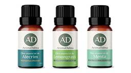 Kit 3 Óleos Essenciais 100% Puros - Alecrim, Lemongrass e Menta - Ideal Para Difusor, Aromaterapia e Cuidados Com o Corpo | Aroma D’alma