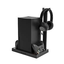 TwiHill a base do ventilador de resfriamento do host é adequada para Xbox Series X, suporte de armazenamento de fone de ouvido Xbox Series X, carregador de contato, acessórios Xbox Series X