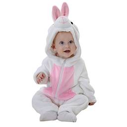 Elonglin Macacão Animal Flanela para Bebês Unissex Zíper com Capuz Pijama para Bebês Macia Quente J 12 – 18 meses