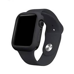 Capa case silicone para apple watch series 1 2 3 4 tamanho 42 mm preto