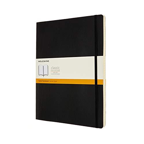 Moleskine Caderno clássico, capa macia, XGG (21,5 cm x 28 cm), pautado/forrado, preto, 192 páginas
