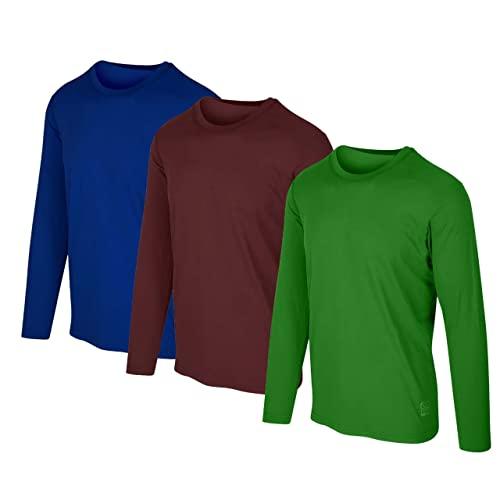 Kit com 3 Camisetas Proteção Solar Uv 50 Ice Tecido Gelado - Slim Fitness - Marinho - Verde – Vinho - P