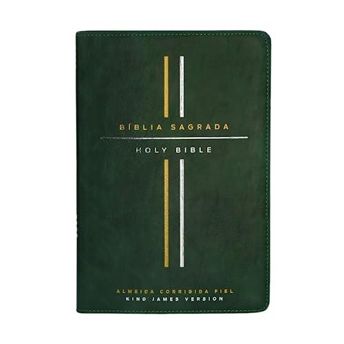 Bíblia Bilíngue, Português/Inglês, ACF/KJV, Couro Soft, Verde, Leitura Perfeita