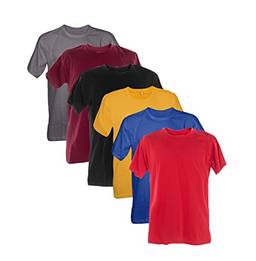 Kit 6 Camisetas 100% Algodão (Chumbo, Vinho, Preto, Ouro, Azul Royal, Vermelho, GG)