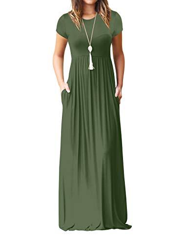 UbdehL Vestido longo feminino, sem manga/manga curta, vestido longo elegante para festa, Verde, M