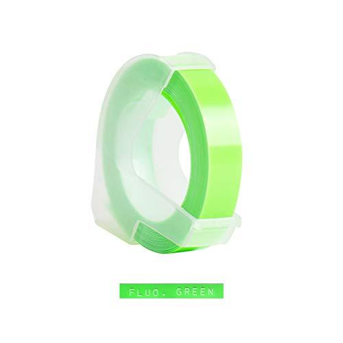 KKmoon Recarga de fita de etiqueta em relevo de plástico 3D para DYMO 12965 1610 Label Maker com 3/8 de polegada * 9,8 pés, 1 rolo verde fluorescente